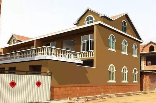 在農村小別墅用真石漆裝修外墻，效果圖美絕了